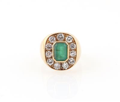 Brillant Smaragdring zus. ca. 3,15 ct - Klenoty