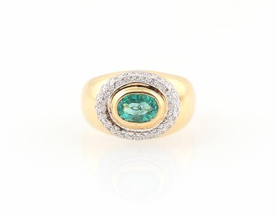 Brillant-Smaragd-Ring zus. ca. 0,80 ct - Schmuck