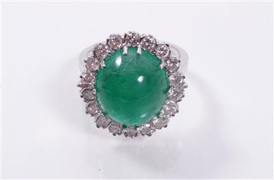 Brillant Smaragdring zus. ca. 1,00 ct - Schmuck