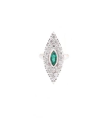 Brillant Diamant Smaragdring zus. ca. 1,35 ct - Klenoty