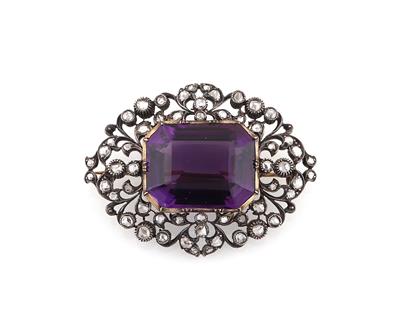 Diamant Amethystbrosche - Schmuck