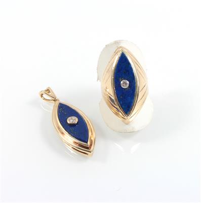 Brillant Lapislazuli Damenschmuckgarnitur - Schmuck Onlineauktion