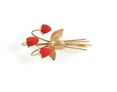 Brosche Walderdbeeren - Schmuck Onlineauktion