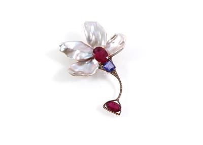 Rubellitbrosche Blume zus. 11,23 ct - Jewellery