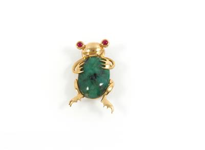 Rubin Smaragdbrosche Frosch - Jewellery