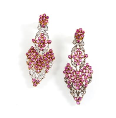 Diamant Rubinohrgehänge - Schmuck online auction