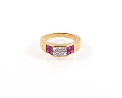 Princessdiamant Rubinring - Jewellery