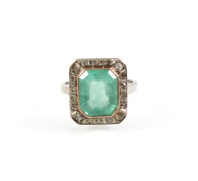 Smaragd-Diamantdamenring ca. 4,60 ct - Schmuck online auction