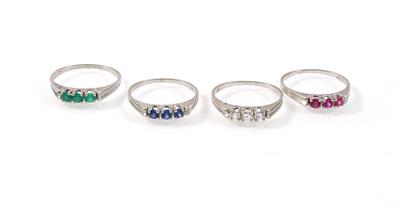 4 Brillant Imitationsstein Ring Set - Schmuck online auction