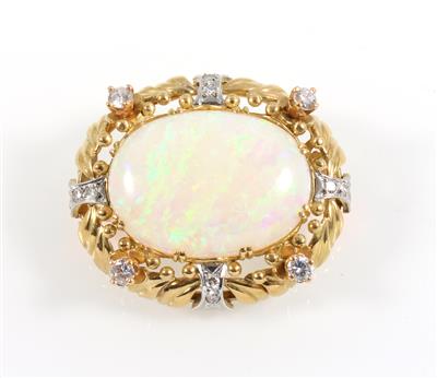 Diamant Opalbrosche - Schmuck online auction