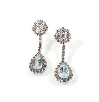 Diamant Aquamarinohrgehänge - Schmuck online auction