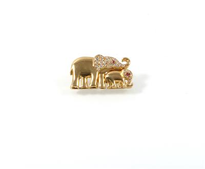Brillant Rubinbrosche Elefanten - Jewellery