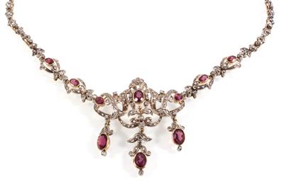 Diamantrauten Granatcollier - Jewellery
