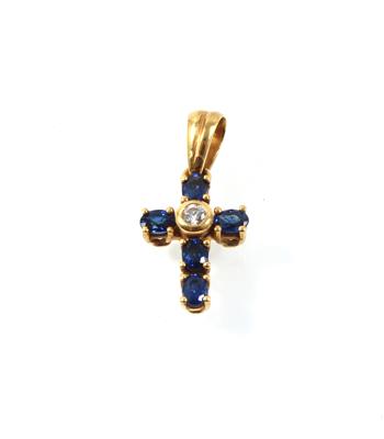 Saphirkreuzanhänger zus. 0,79 ct - Schmuck