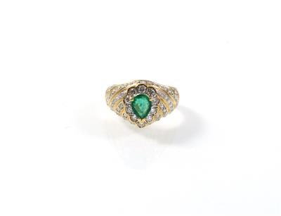 Brillant/Smaragddamenring zus. ca. 0,70 ct - Schmuck