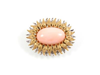 Koralle Achtkantdiamantbrosche - Jewellery