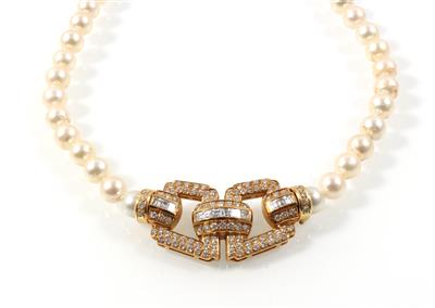 Diamantkulturperlencollier zus. ca. 3,10 ct - Jewellery
