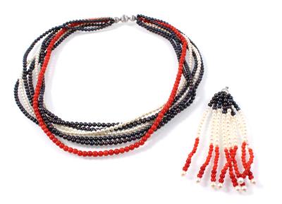 Korallen Kulturperlenhalskette mit Gehängeteilen - Jewellery
