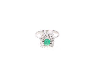 Achtkantdiamant Smaragdring - Klenoty