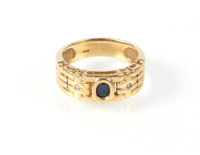 Achtkantdiamant-Saphir-Ring - Schmuck