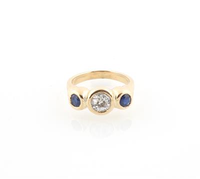 Altschliff Diamant Saphir Ring - Gioielli