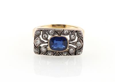 Altschliffdiamant Saphir Ring - Klenoty