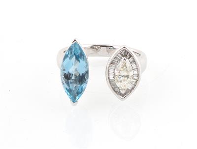 Diamant Aquamarin Ring - Klenoty