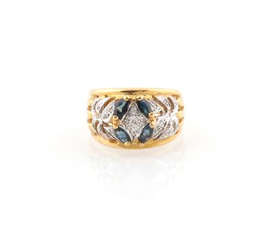 Achtkantdiamant Saphir Ring - Schmuck