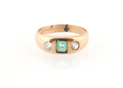 Altschliff Diamant Smaragd Imitationsstein Ring - Gioielli