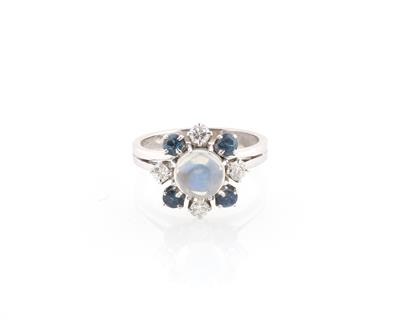 Brillant Saphir Mondstein Ring - Schmuck