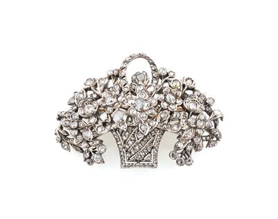 Diamantrautenbrosche zus. ca. 2 ct Blumenkorb - Jewellery