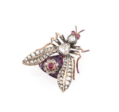 Diamant Amethystbrosche Fliege - Jewellery