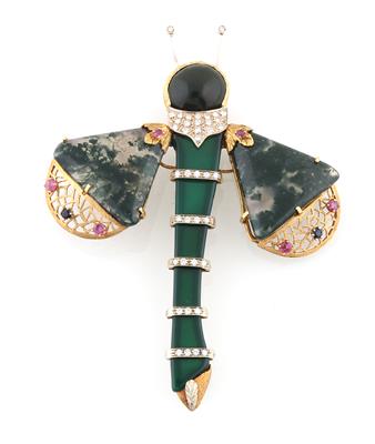 Brillant Moosachatbrosche Libelle - Jewellery