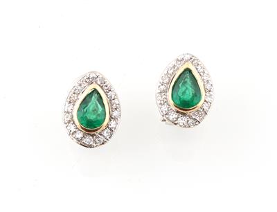 Diamant Smaragd Ohrclips - Gioielli