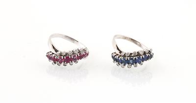 2 Diamant Farbsteinringe - Jewellery