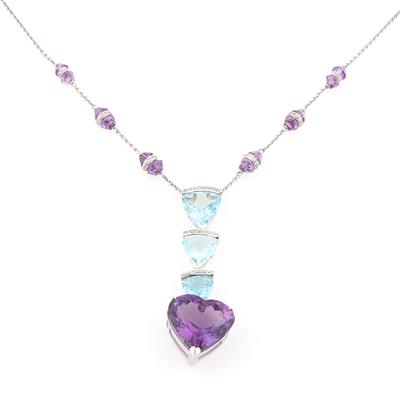 Brillant Aquamarin Amethystcollier - Klenoty