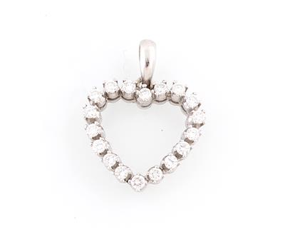 Brillant Herzanhänger zus. ca. 0,90 ct - Jewellery