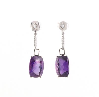 Brillant Amethyst Ohrsteck Gehänge - Schmuck