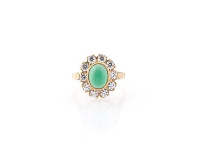 Imitationsstein, grün gebeizter Chalzedon Ring - Jewellery
