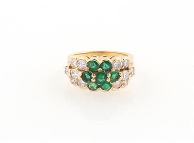Brillant-Smaragd-Ring zus. ca. 1,00 ct - Schmuck