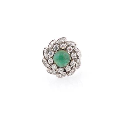 Diamant Smaragdring zus. ca. 1 ct - Jewellery