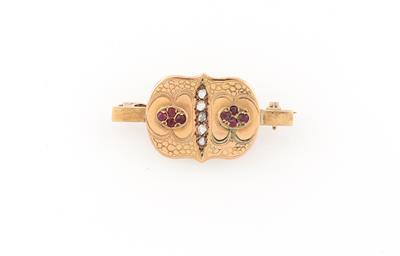 Diamantrauten Rubin Brosche - Jewellery