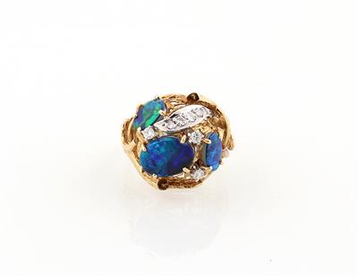 Diamant Opal Tripletten Ring - Schmuck