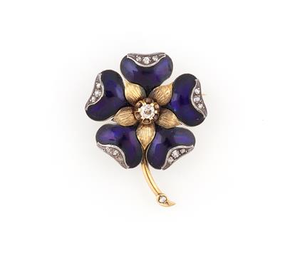Altschliffdiamant Blüten Brosche - Jewellery