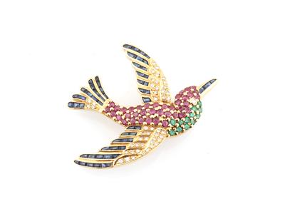 Brillant Farbstein Brosche Vogel - Jewellery