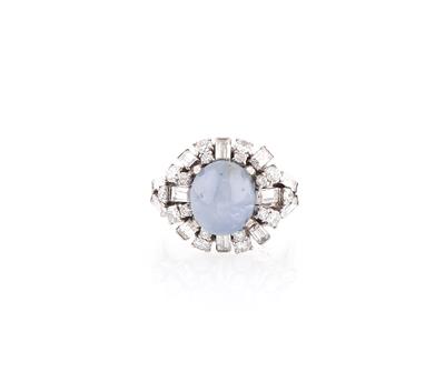 Diamantring mit unbehandeltem Saphir 5,90 ct - Schmuck