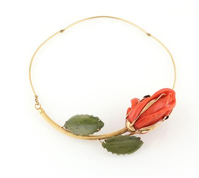 Korallen Nephrit Collier Rose - Jewellery