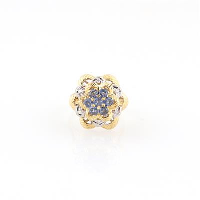 Achtkantdiamant Saphir Ring - Schmuck