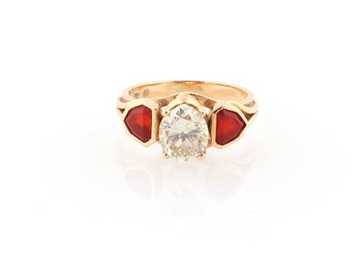 Diamant Feueropal Ring - Klenoty