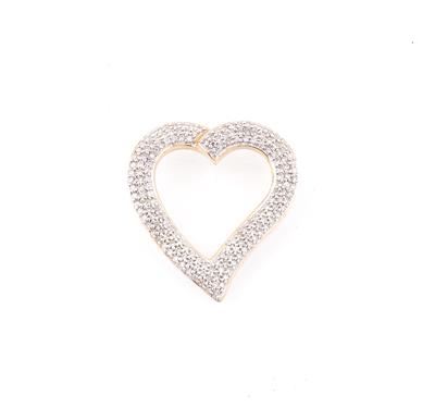 Diamant Herzanhänger zus. ca. 0,90 ct - Gioielli